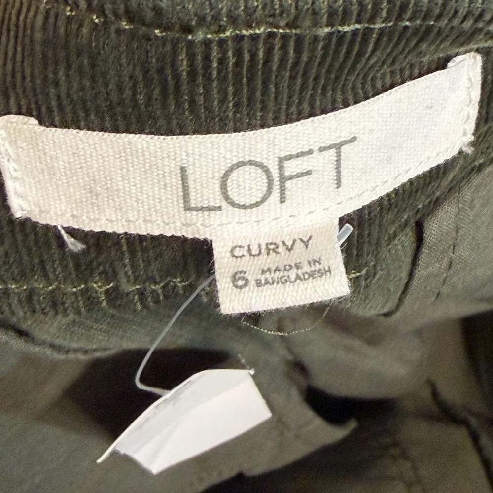 LOFT Wide Leg Corduroy Pants Dark Green Size 6 NWT - Picture 7 of 8